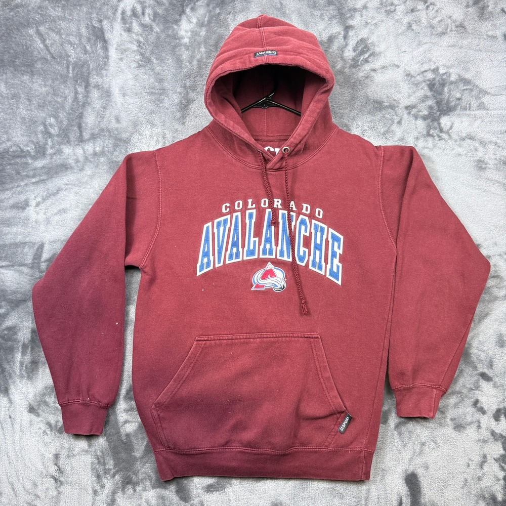 CI Sport Hoodie Men Small Burgundy Colorado Avalanche NHL Hockey Pullover Fleece